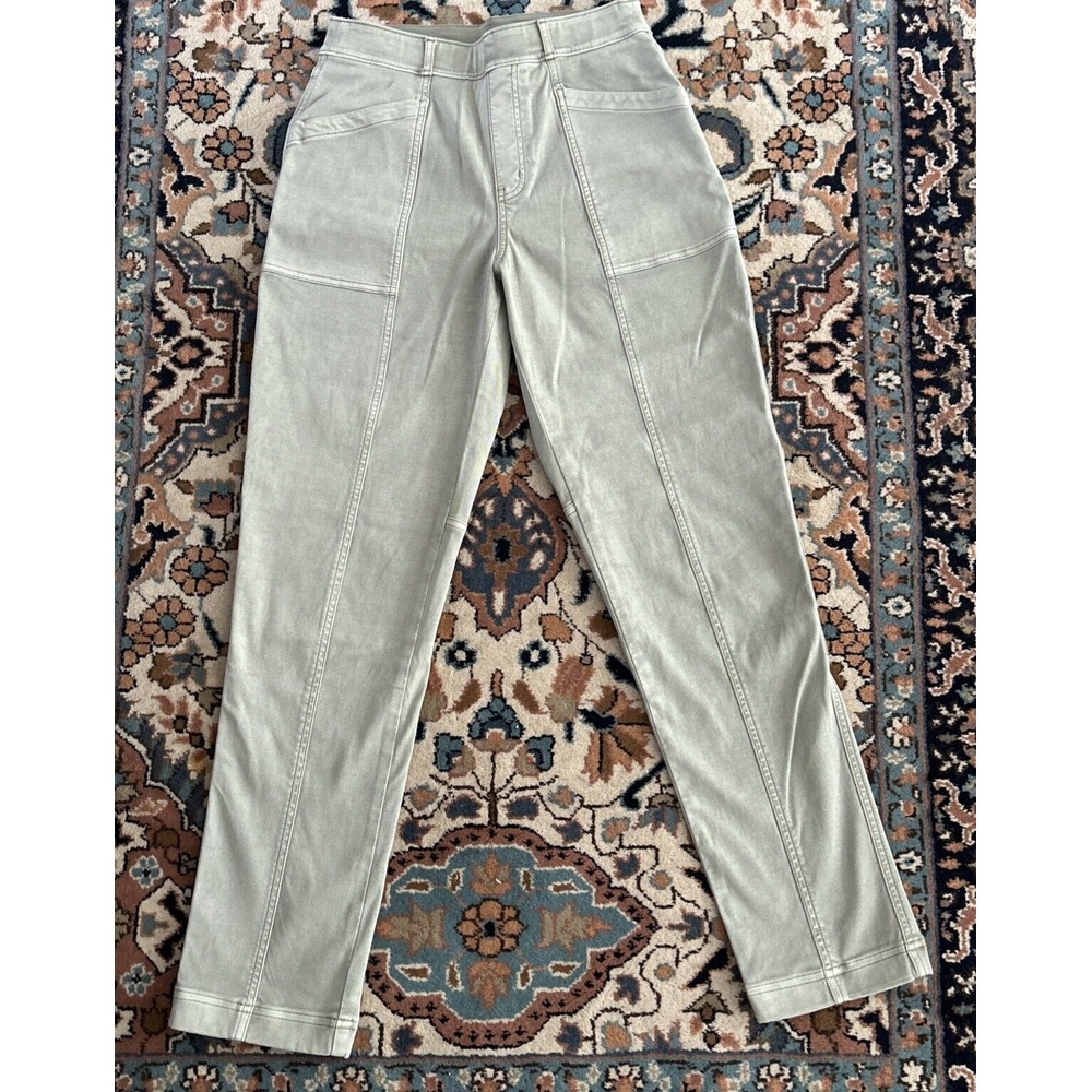 SPANX Women's Olive Oil Green Stretch Twill Straight Leg Pants Size Medium Tall